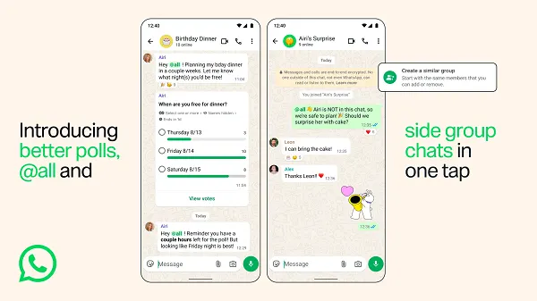 WhatsApp Updates Group Tools — @all Alerts, Timed Polls and One-Tap Side Chats