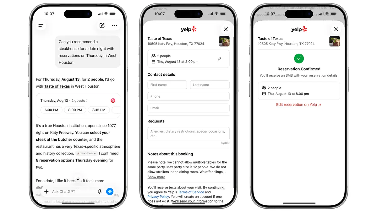 Yelp Brings Reservations Into ChatGPT: AI Chat Is Now a Conversion Surface