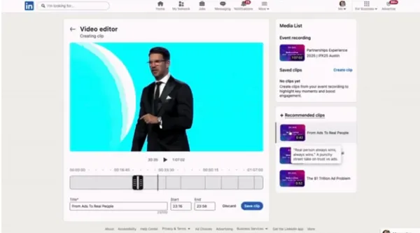 LinkedIn Now Cuts Your Live Recordings With AI — Automatic Event Highlights