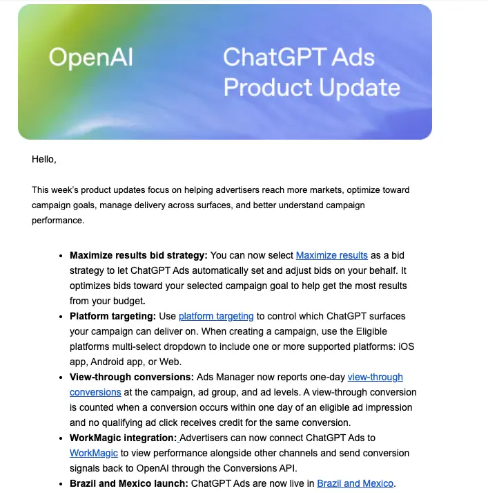 ChatGPT Ads Adds Automated Bidding — Plus Platform Targeting and View-Through Conversions