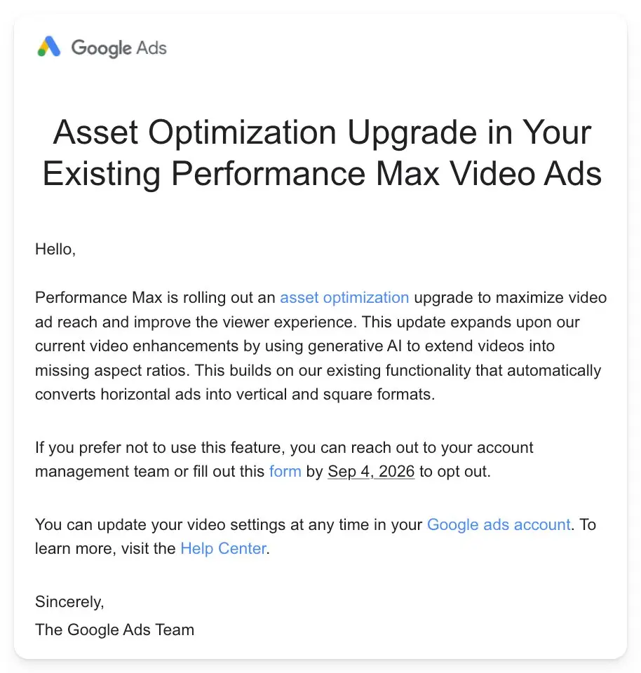 Google Ads Will Use Generative AI to Resize Performance Max Video — Opt Out by September 4