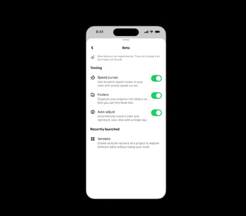 Meta Adds Experimental Edits Features to Its Beta Tab: Speed Curves, One-Tap Color, Folders